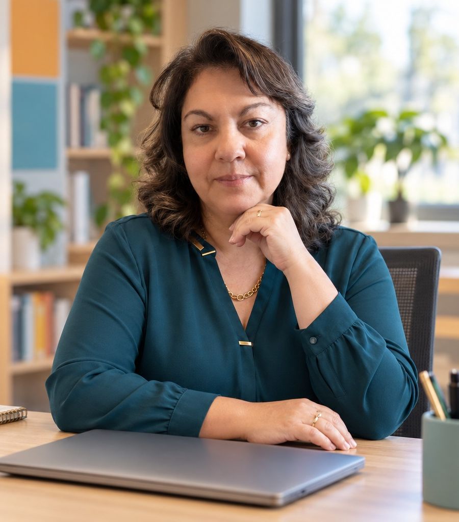 Alejandra Sandoval en su escritorio